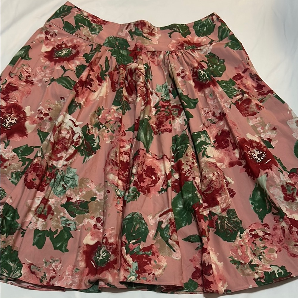 Talbots Floral Pink Cotton Skirt size 12 like new